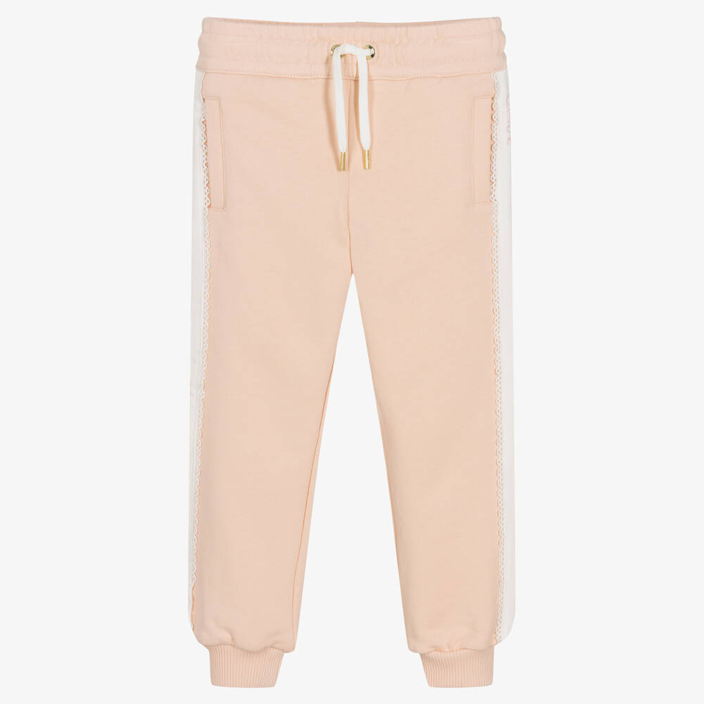 Chloé - Girls Pale Pink Cotton Joggers | Childrensalon