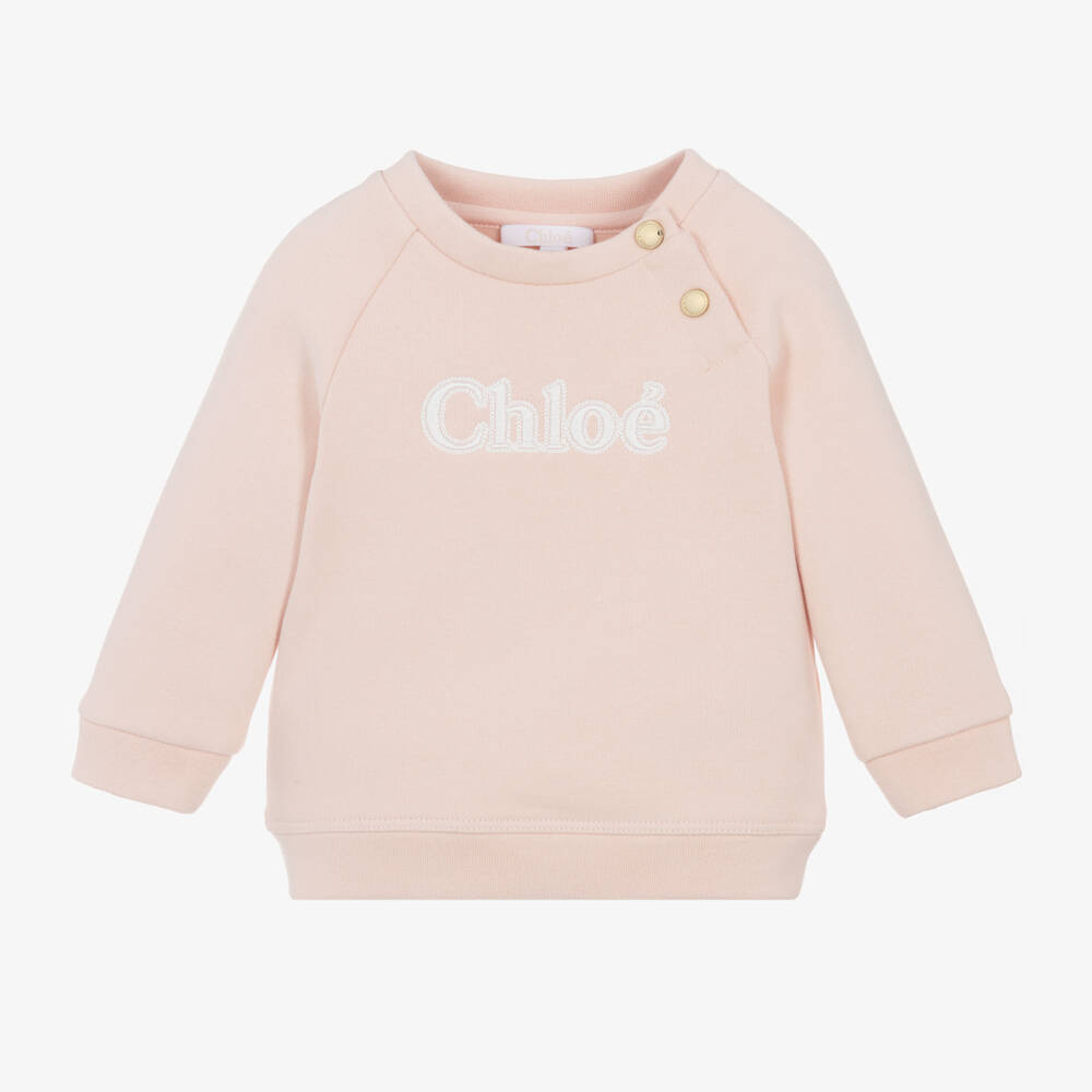 Chloé-Girls Pale Pink Cotton Jumper | Childrensalon Outlet