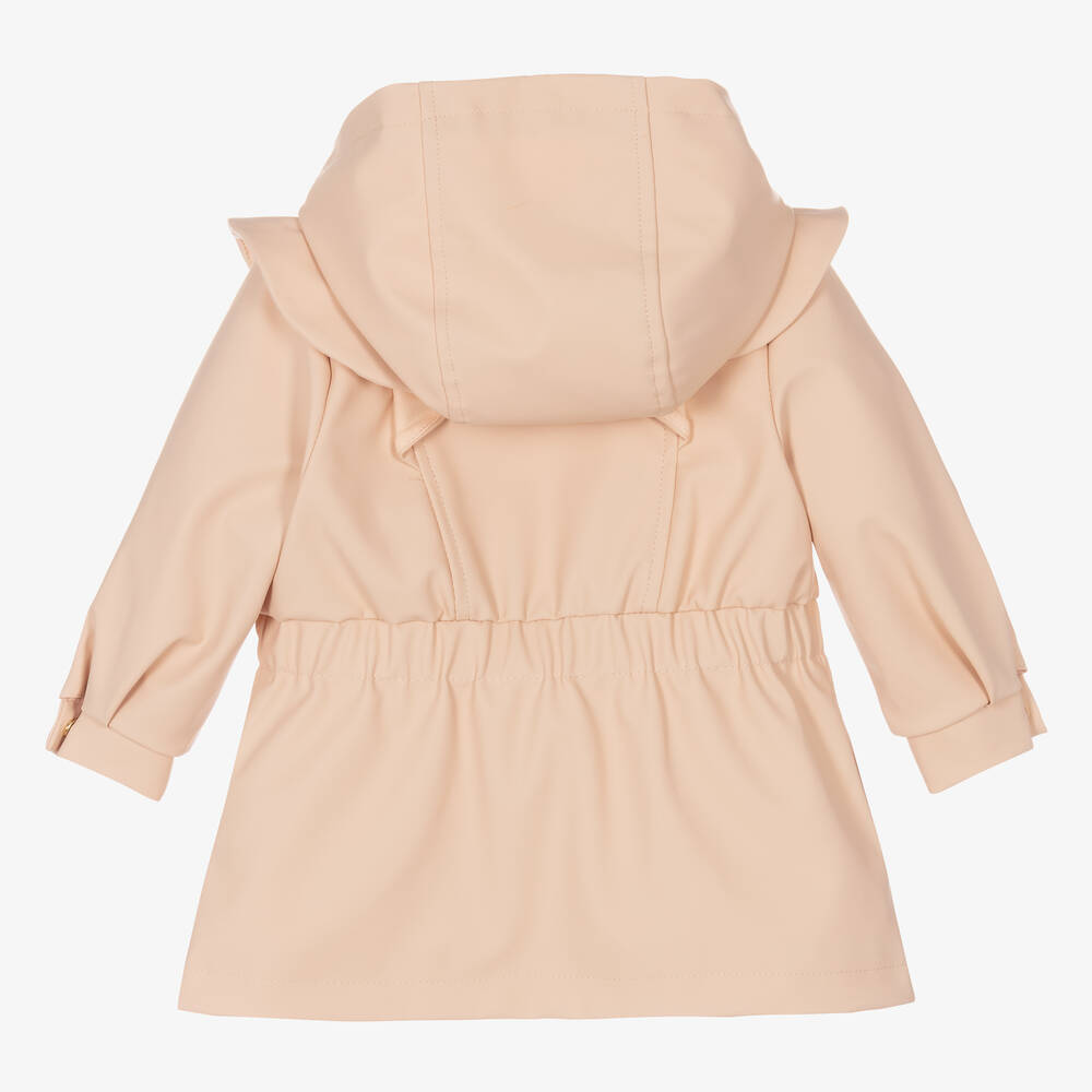 Chlo Girls Pale Pink Hooded Ruffle Raincoat