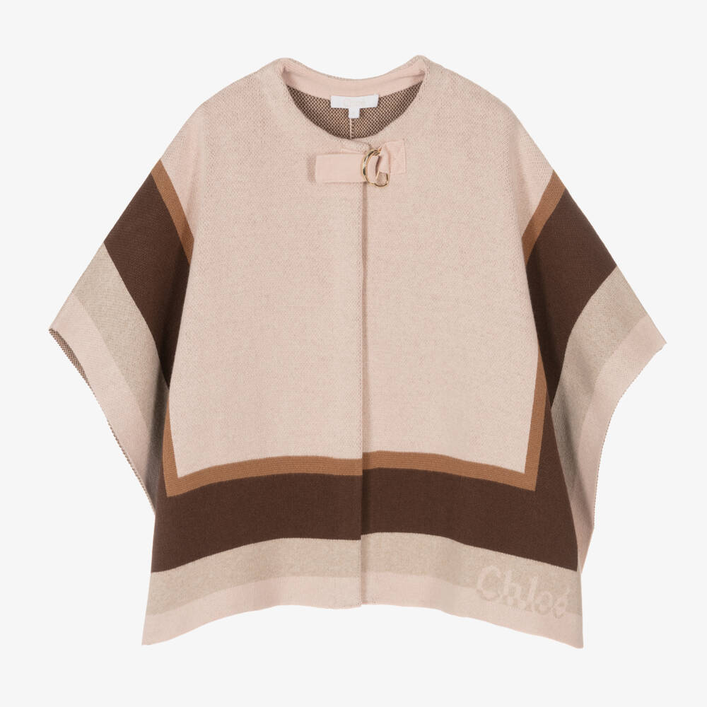 Chloé-Girls Pale Pink Knit Cape | Childrensalon Outlet