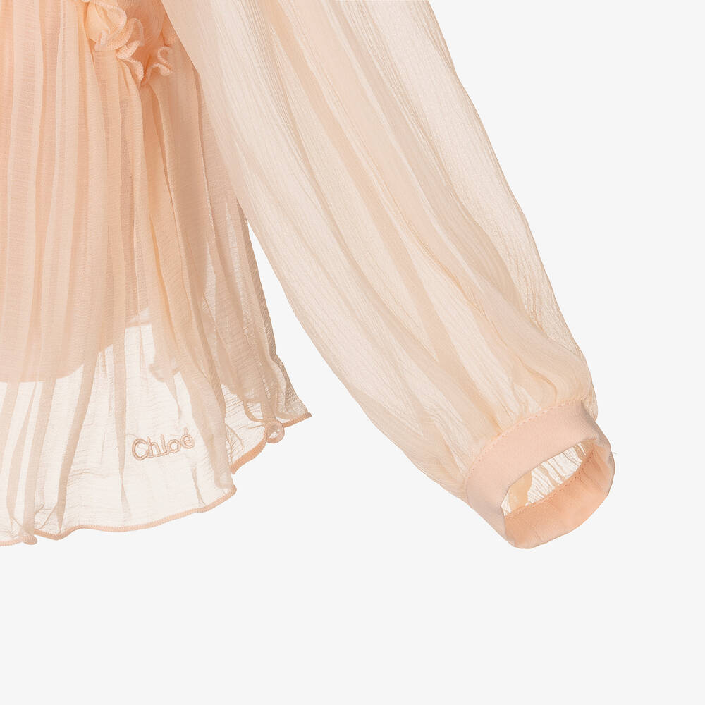 Chloé-Розовая плиссированная блузка из шелка | Childrensalon Outlet