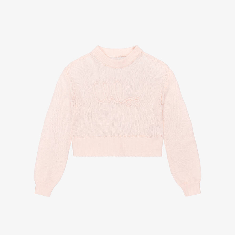 Chloé-Girls Pale Pink Wool & Cashmere Sweater | Childrensalon Outlet