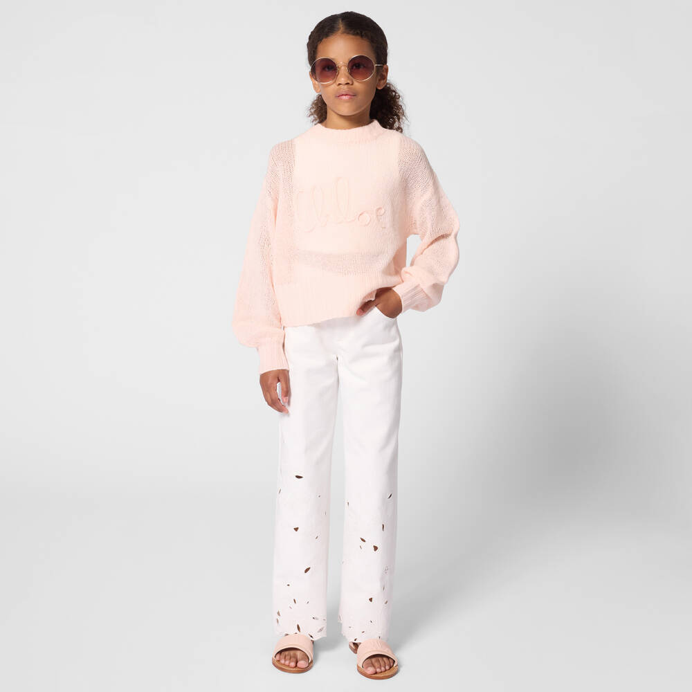 Chloé-Girls Pale Pink Wool & Cashmere Sweater | Childrensalon Outlet