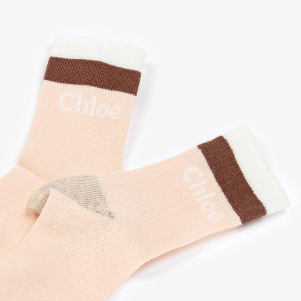 Chloé-Girls Pastel Logo Trim Socks | Childrensalon Outlet