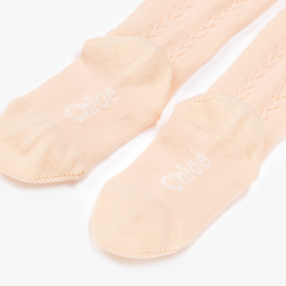 Chloé-Girls Pastel Pink Cotton Leggings | Childrensalon Outlet