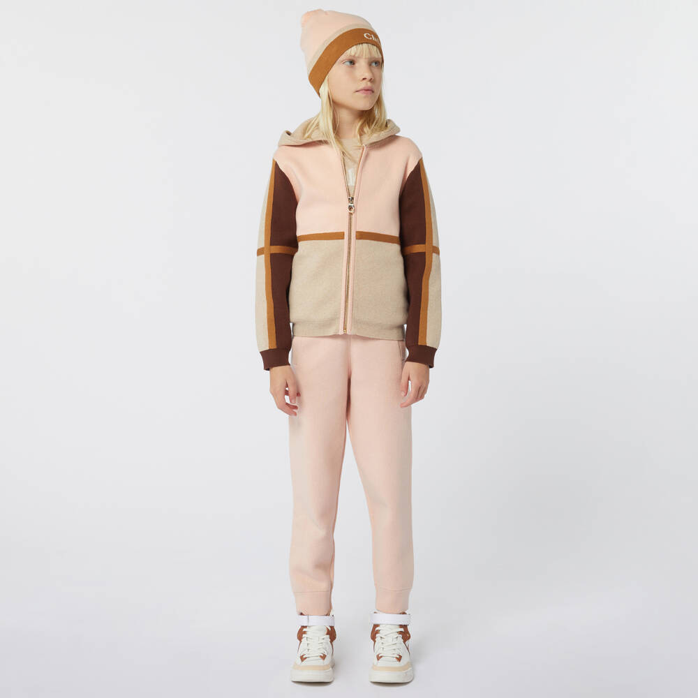 Chloé-Girls Pastel Pink Knit Trousers | Childrensalon Outlet