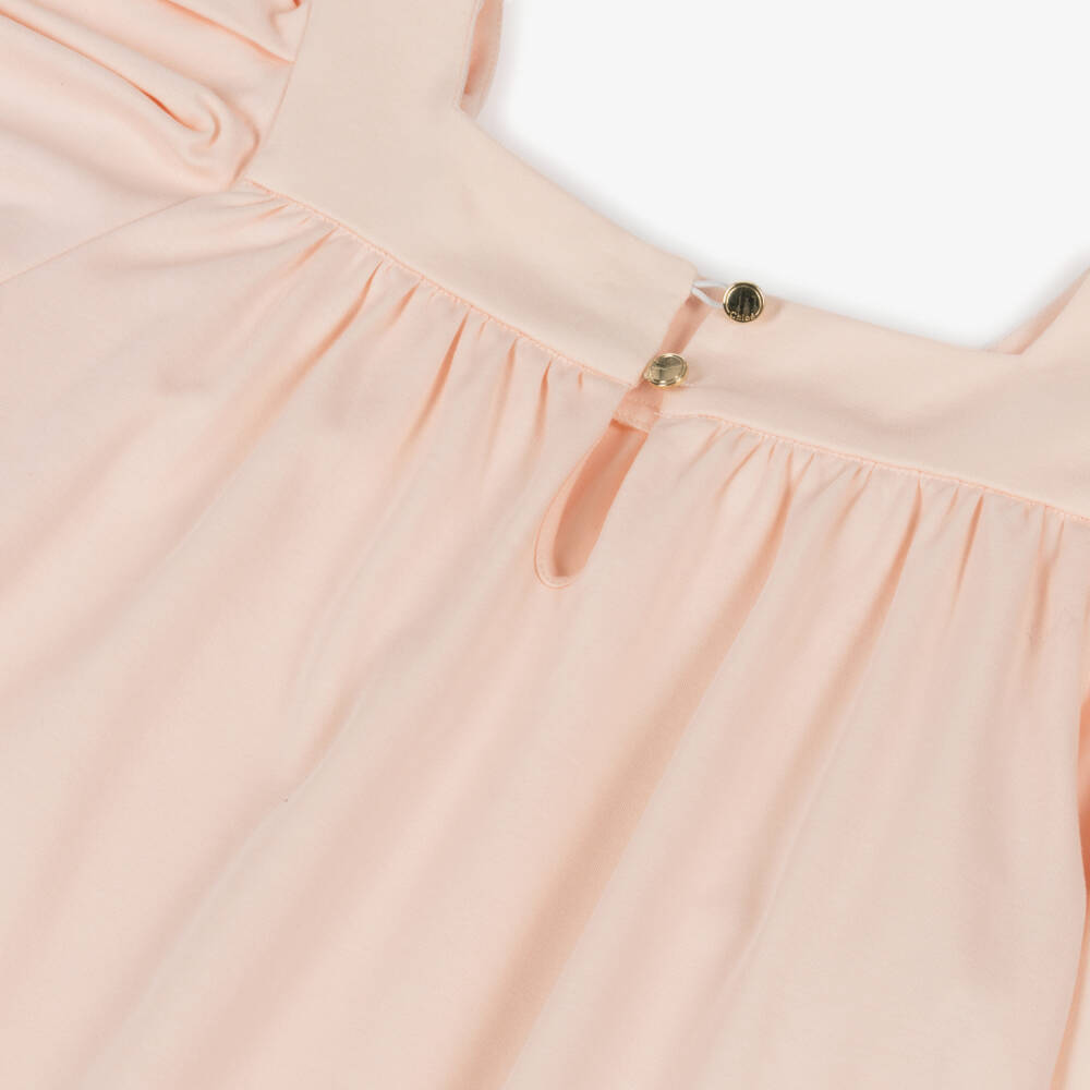 Chloé-Girls Peach Pink Cotton Jersey Dress | Childrensalon Outlet