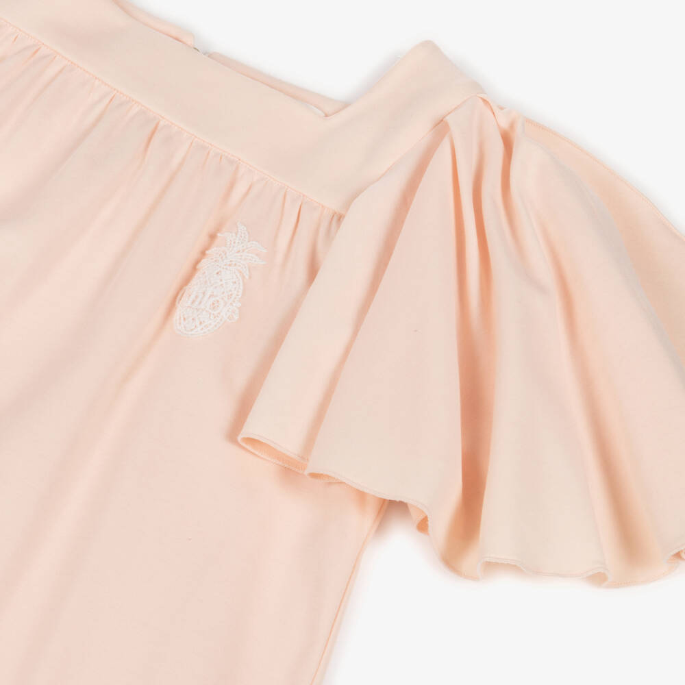 Chloé-Girls Peach Pink Cotton Jersey Dress | Childrensalon Outlet