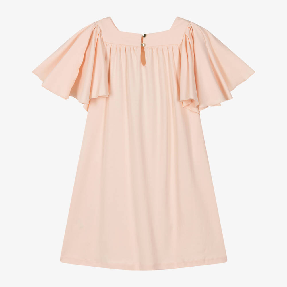 Chloé-Girls Peach Pink Cotton Jersey Dress | Childrensalon Outlet