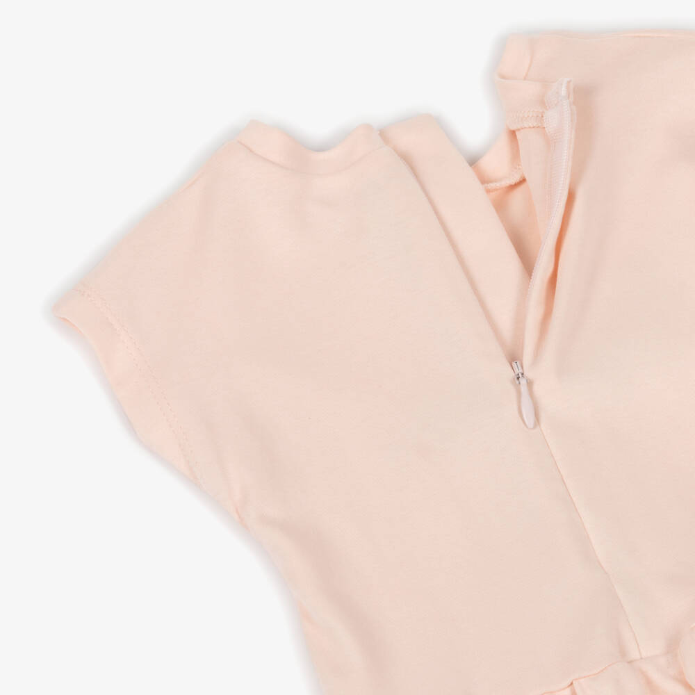 Chloé-Girls Peach Pink Cotton Jersey Dress with Logo | Childrensalon Outlet