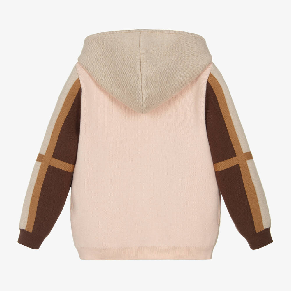 Chloé-توب بسحاب بهودي قطن لون بيج وزهري للبنات | Childrensalon Outlet