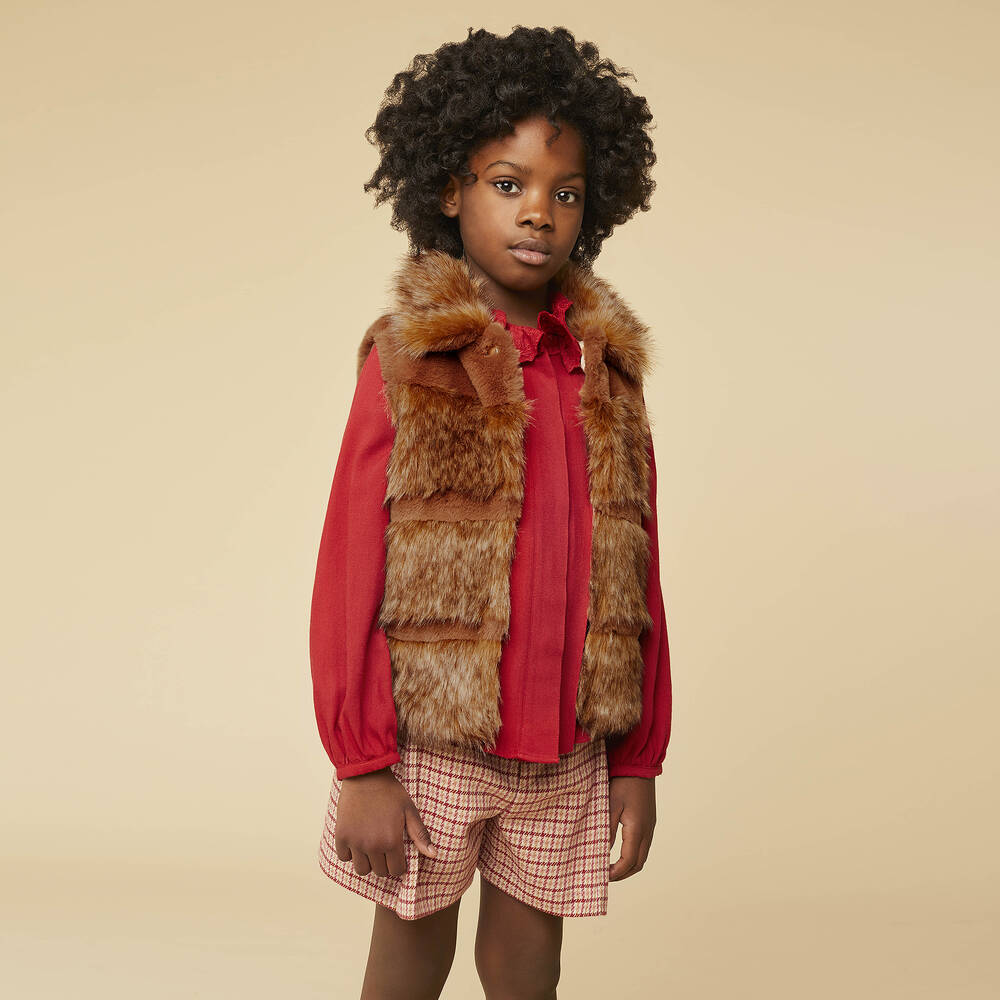 Chloé-Розовые шерстяные шорты в клетку для девочек | Childrensalon Outlet