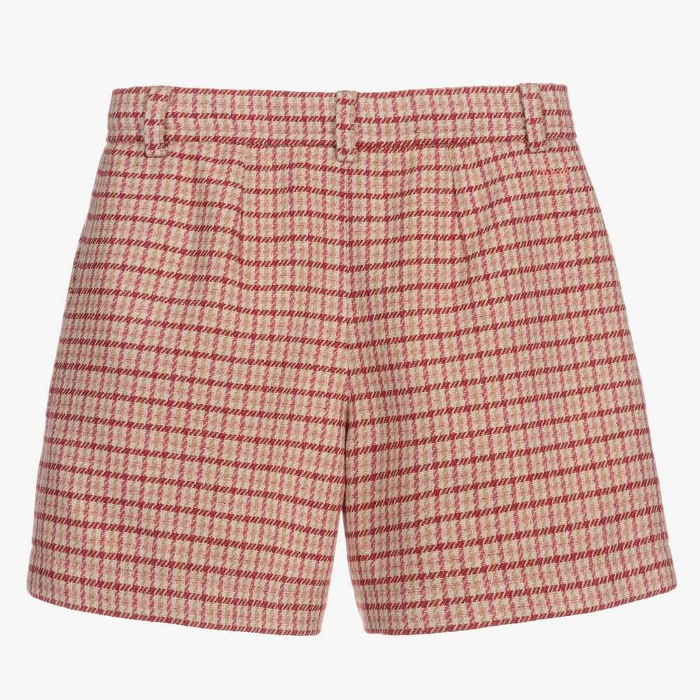 Chloé-Розовые шерстяные шорты в клетку для девочек | Childrensalon Outlet