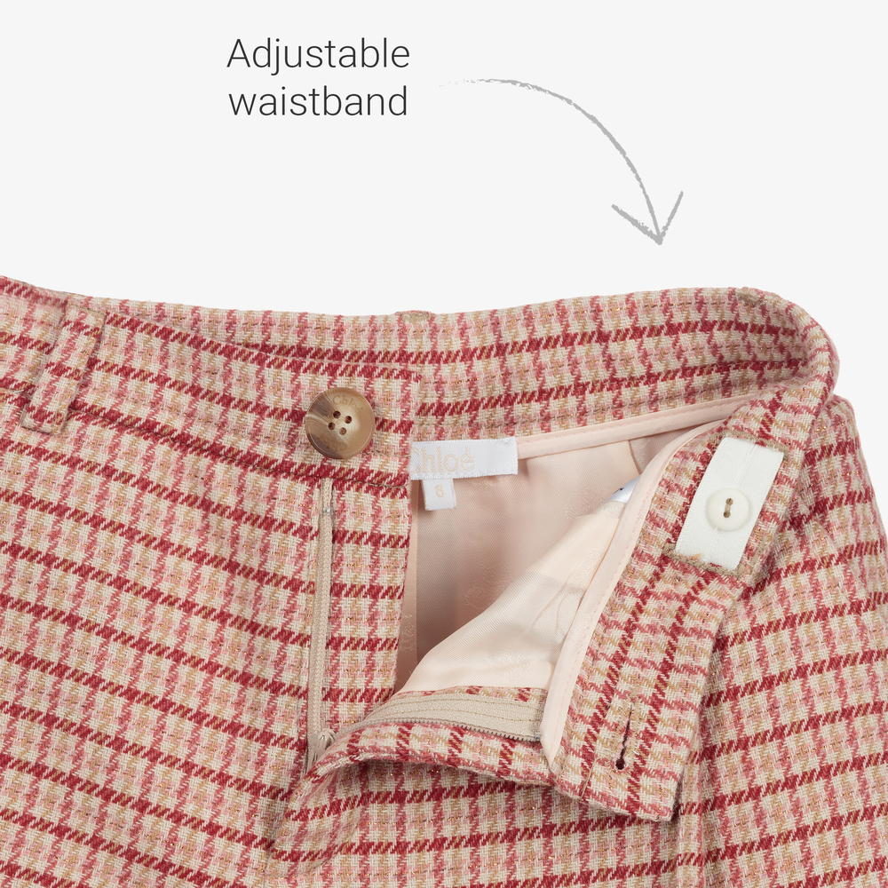 Chloé-Розовые шерстяные шорты в клетку для девочек | Childrensalon Outlet