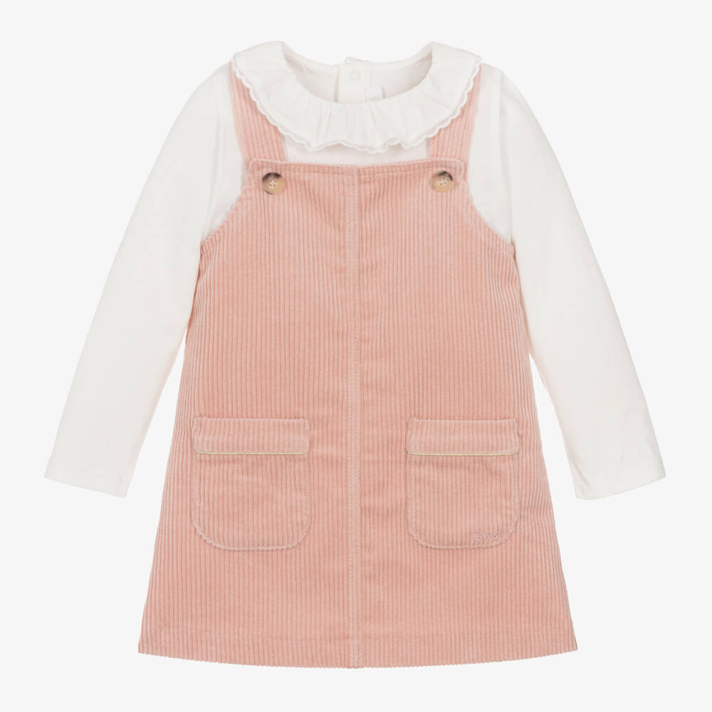 Chloé-Girls Pink Corduroy Dress & Top Set | Childrensalon Outlet