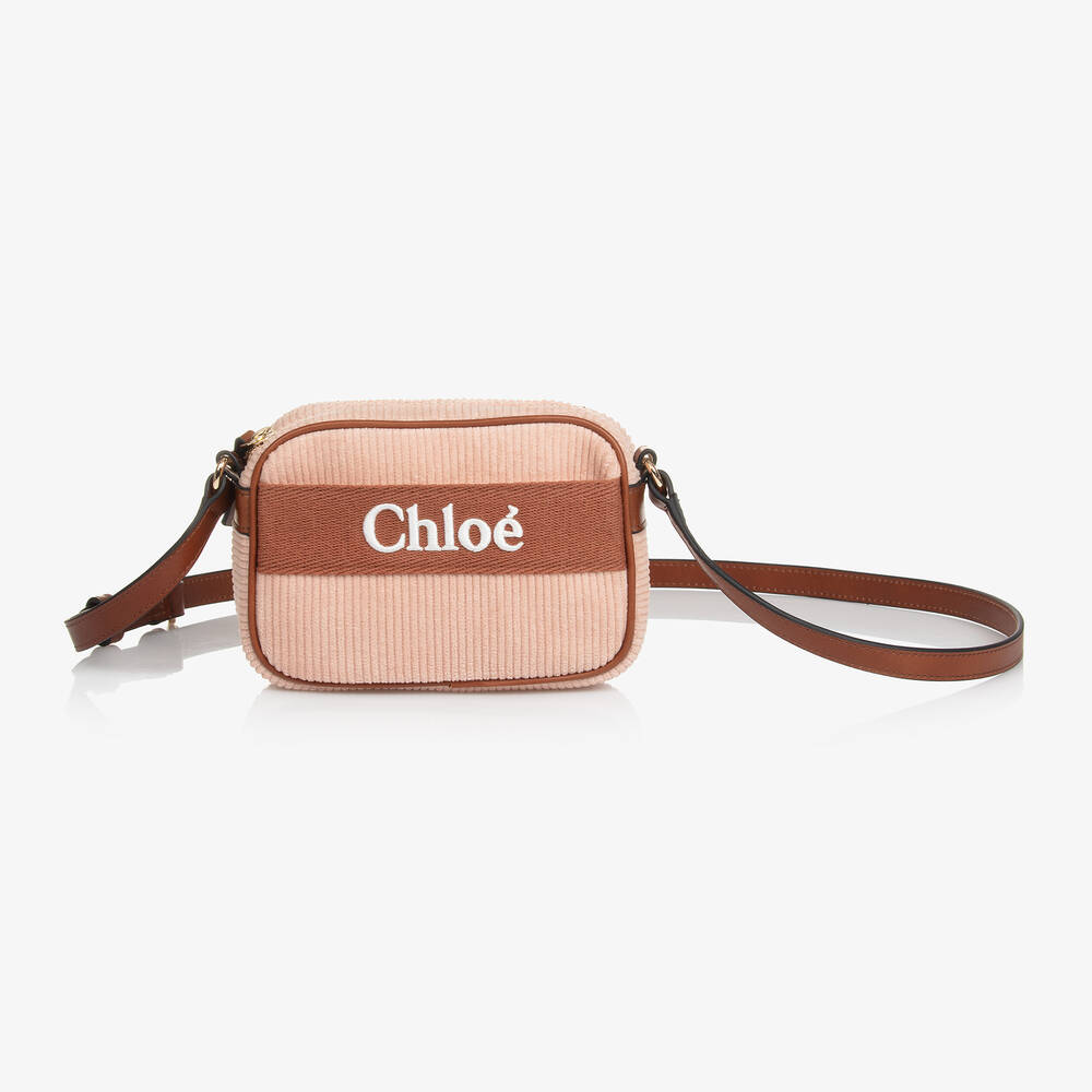 Chloé-Girls Pink Corduroy Shoulder Bag (16cm) | Childrensalon Outlet
