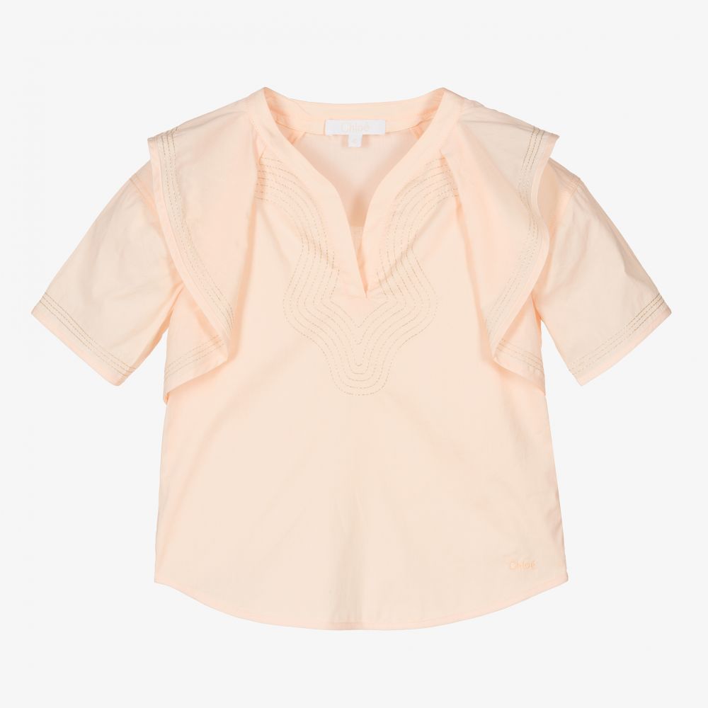 Chloé-Girls Pink Cotton Blouse | Childrensalon Outlet