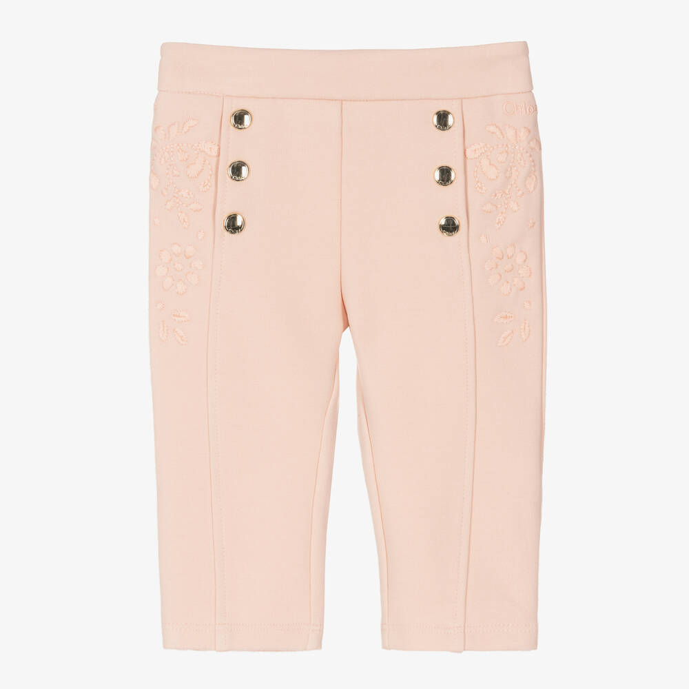 Chloé - Rosa Baumwollhose mit Stickerei | Childrensalon