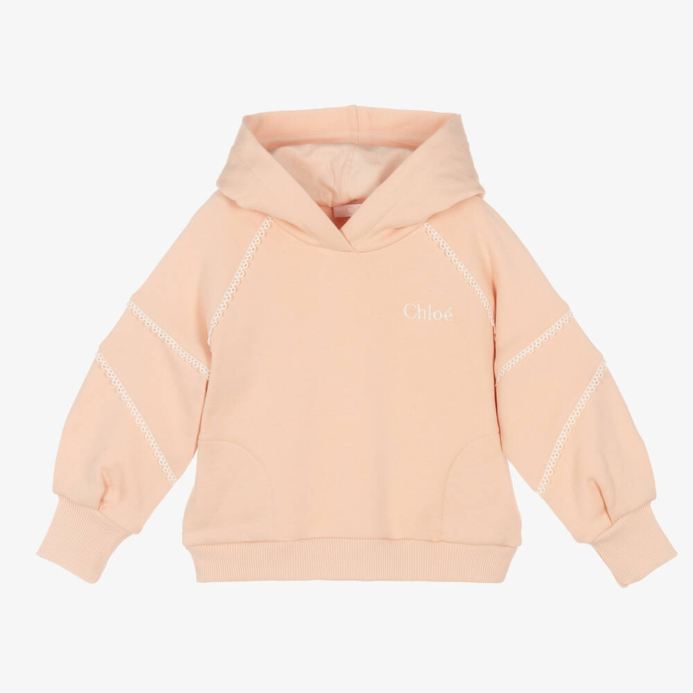 Chloé - Sweat à capuche rose fille | Childrensalon