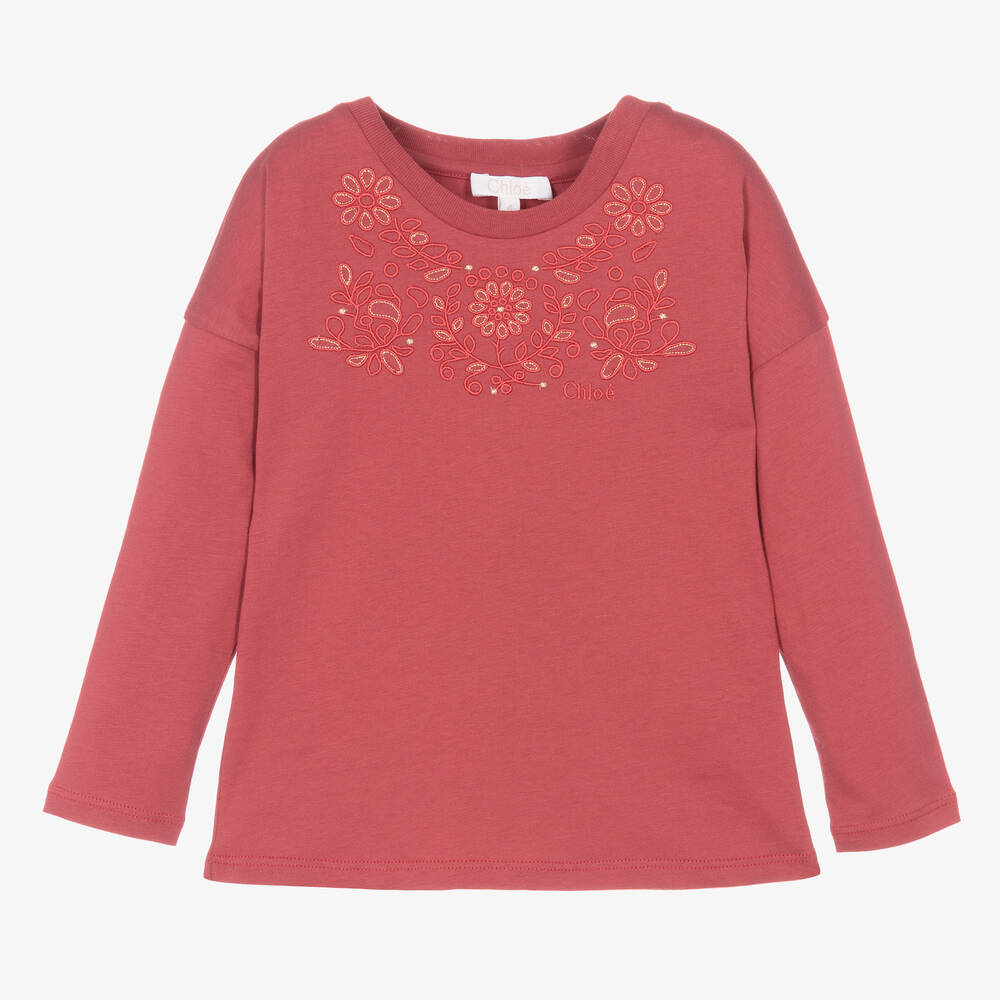 Chloé - Haut rose jersey coton Fille | Childrensalon