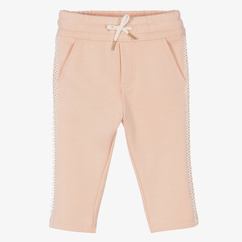 Chloé - Bas de jogging rose en coton fille | Childrensalon