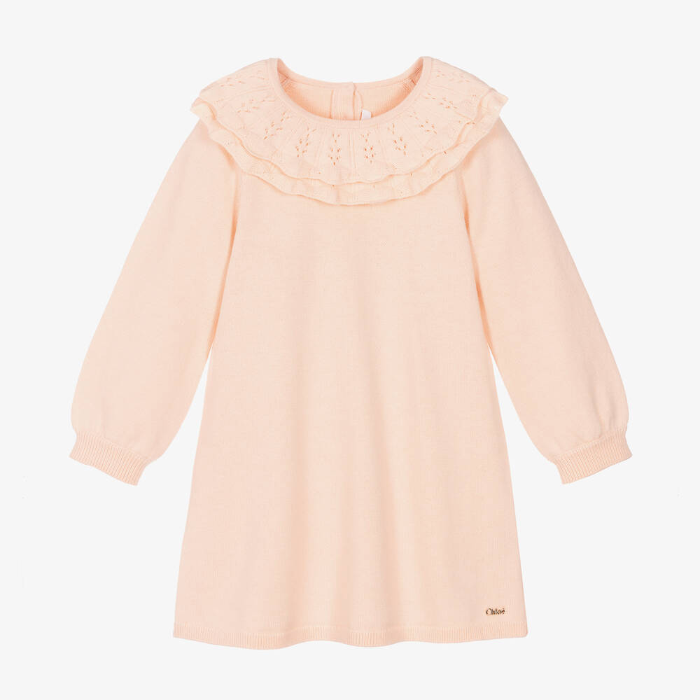 Chloé-Girls Pink Cotton Knit Dress | Childrensalon Outlet
