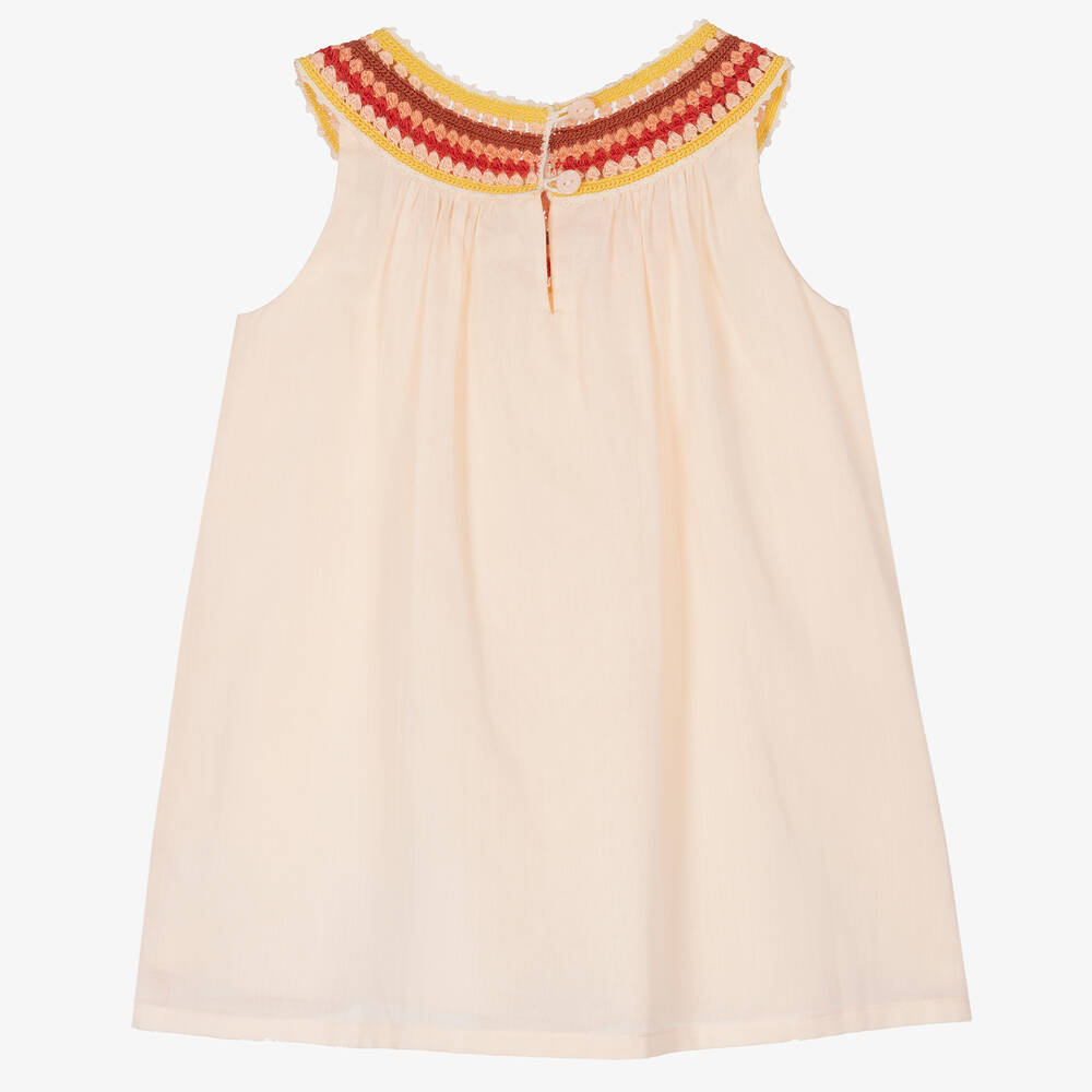 Chloé-Розовое хлопковое платье с макраме | Childrensalon Outlet