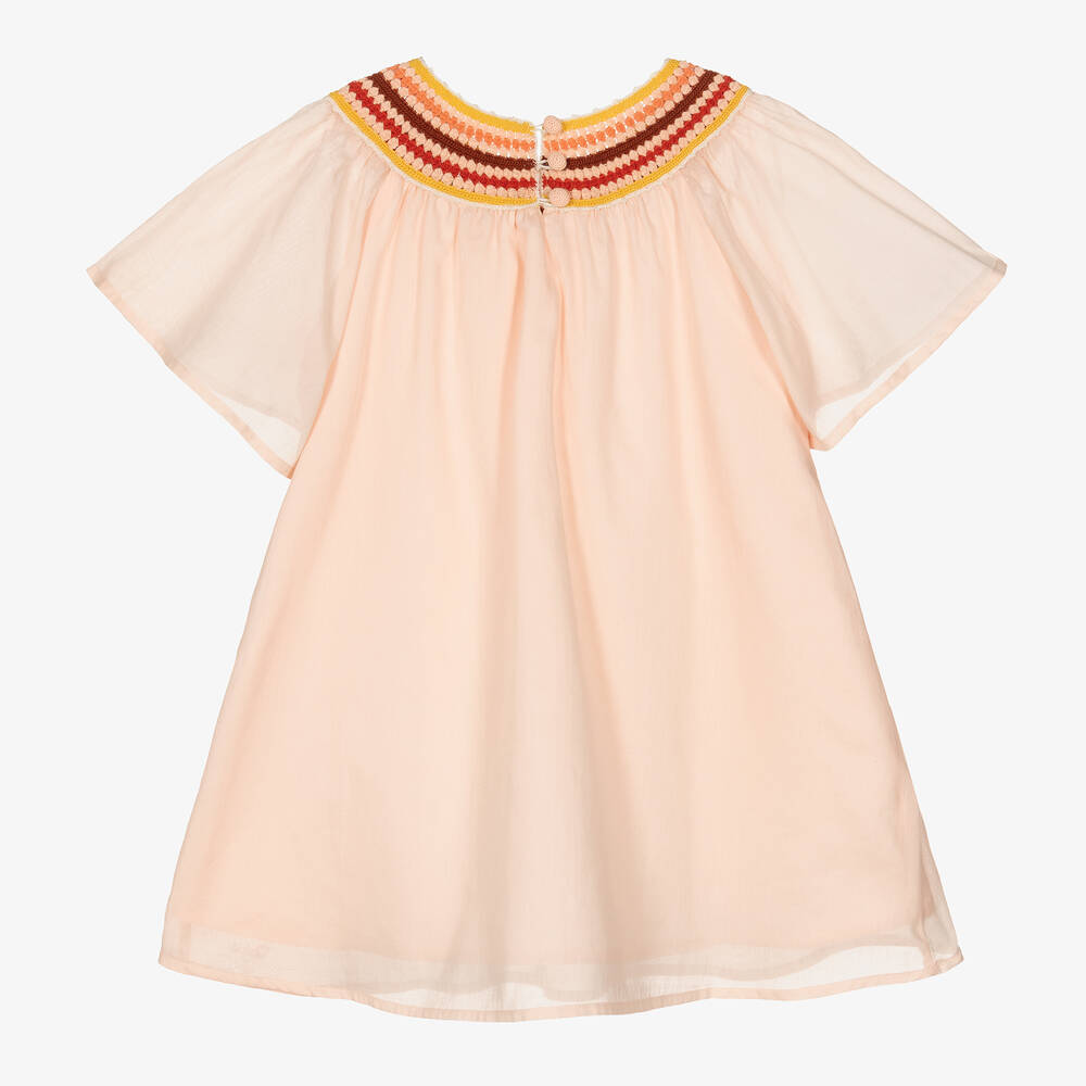 Chloé-Girls Pink Cotton Macramé Dress | Childrensalon Outlet