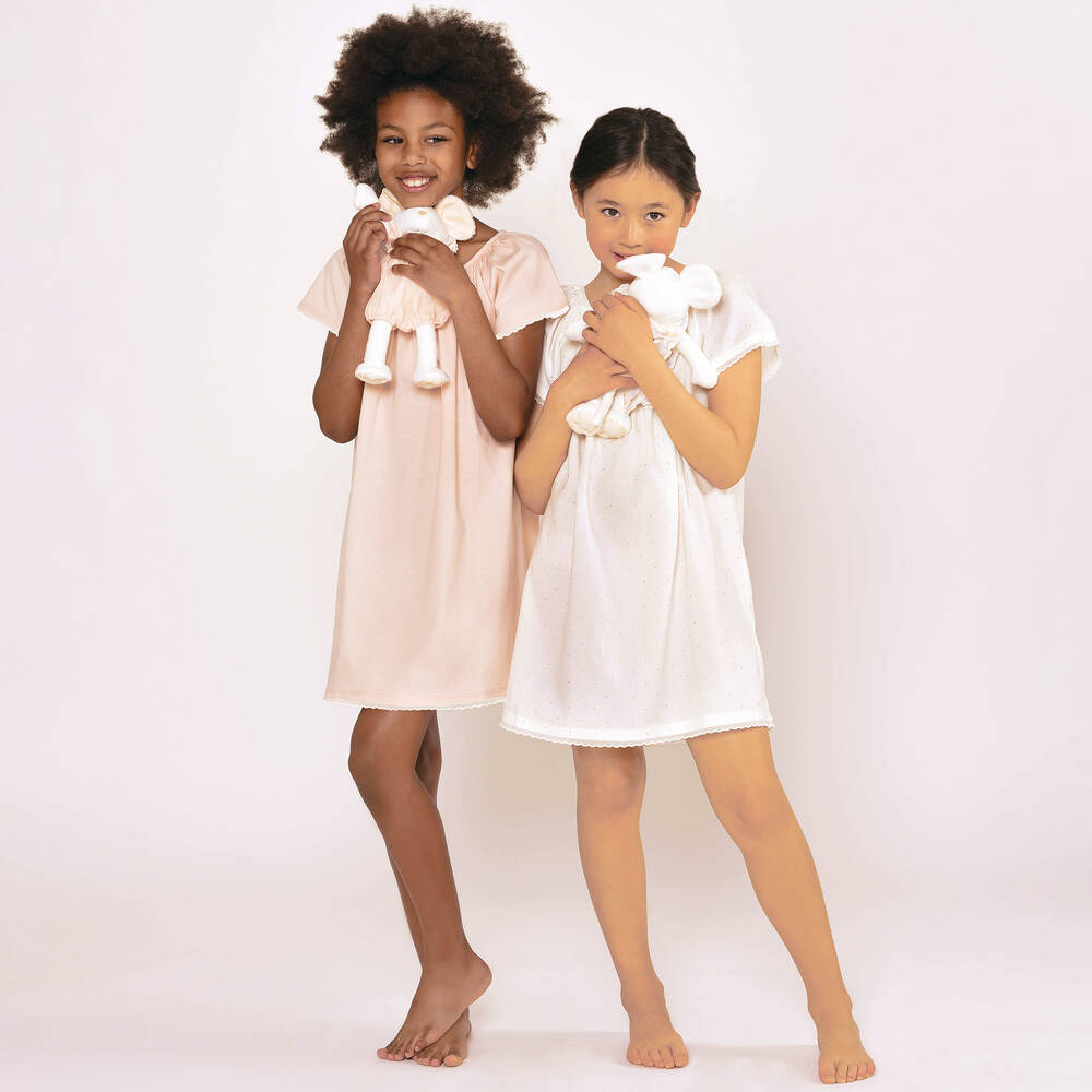 كلوي-قميص نوم قطن عضوي لون زهري للبنات | Childrensalon Outlet