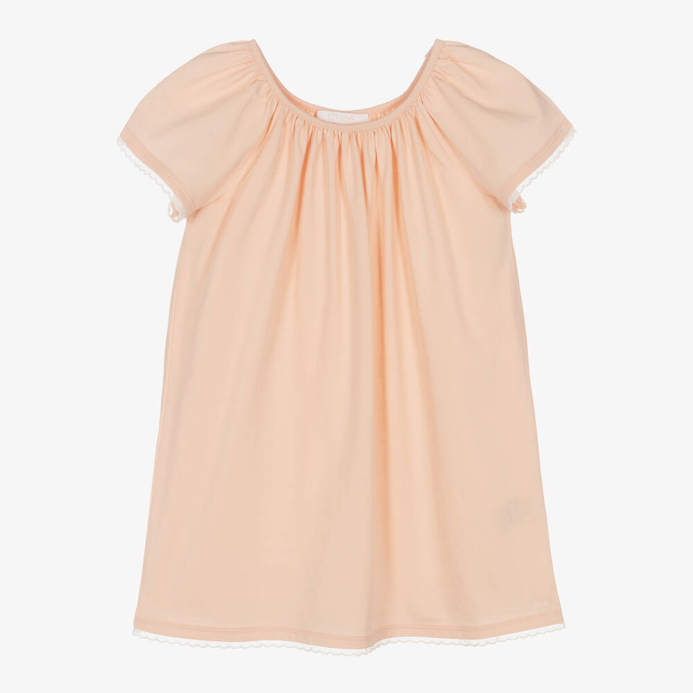 Chloé - Girls Pink Cotton Nightdress  | Childrensalon