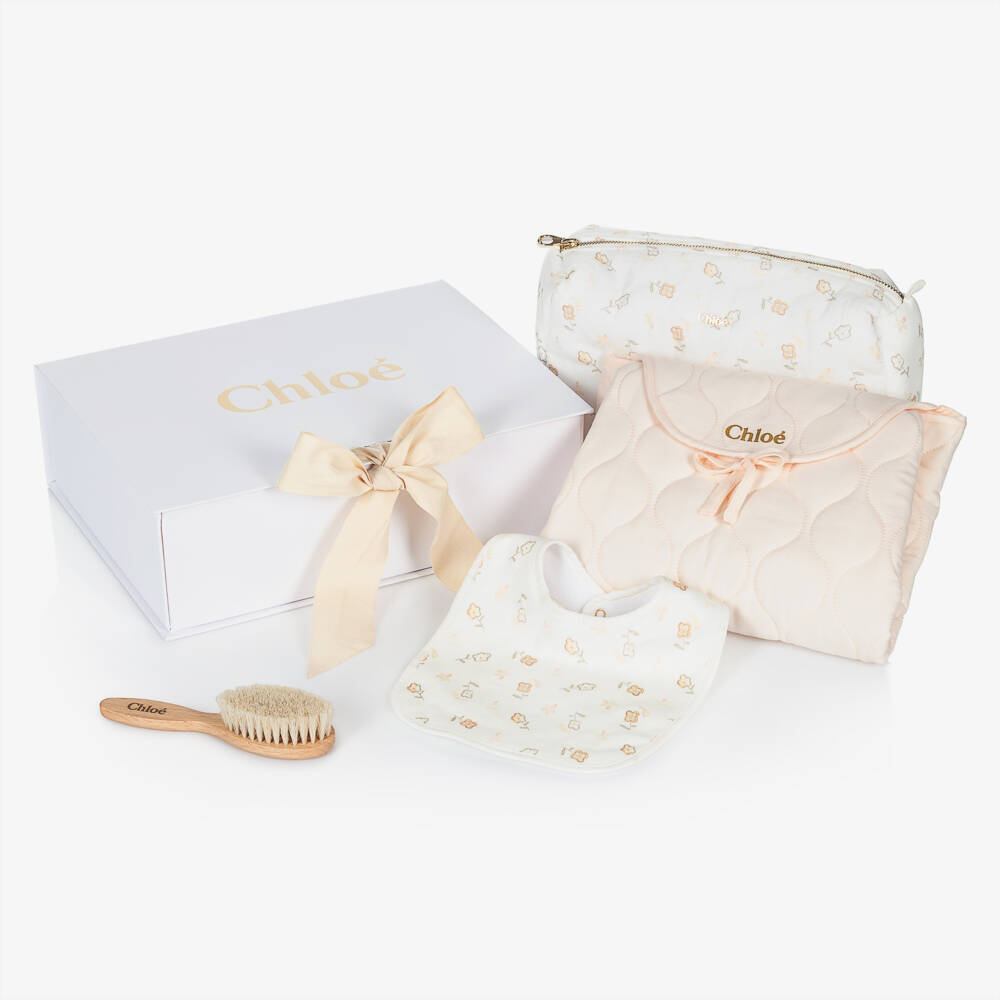 Chloé-طقم هدية مفرش تغيير قطن لون زهري للمولودات | Childrensalon Outlet