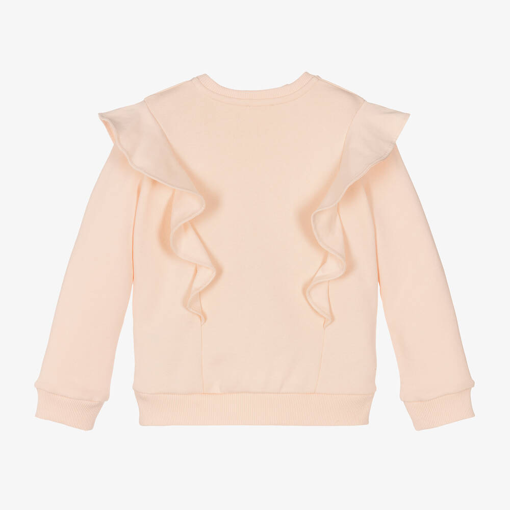 Pink ruffle sweatshirt deals