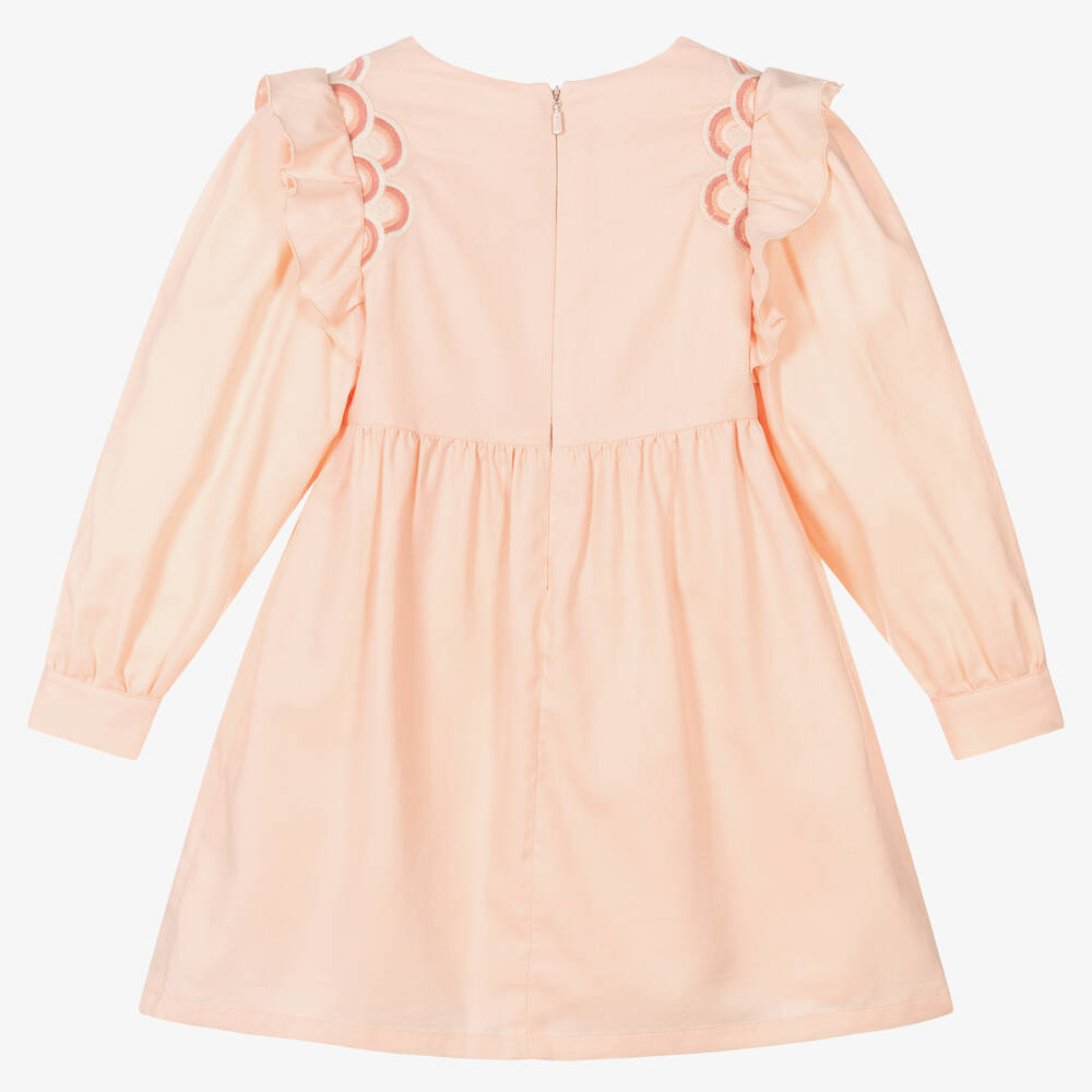 Chloé-Girls Pink Cotton Twill Dress | Childrensalon Outlet