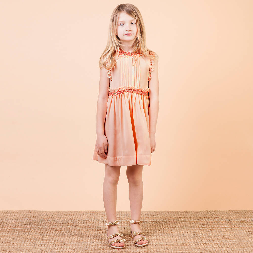 Chloé - Girls Pink Crêpe Dress | Childrensalon Outlet