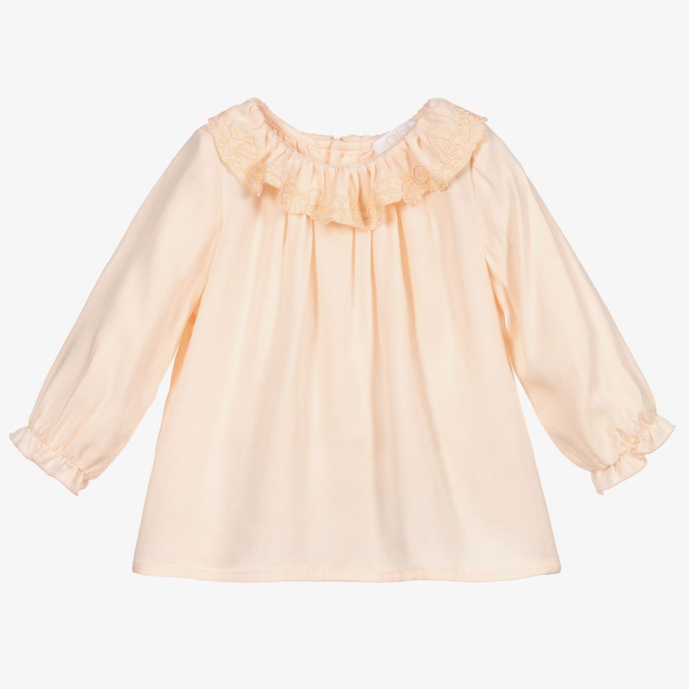 Chloé - Girls Pink Embroidered Blouse | Childrensalon