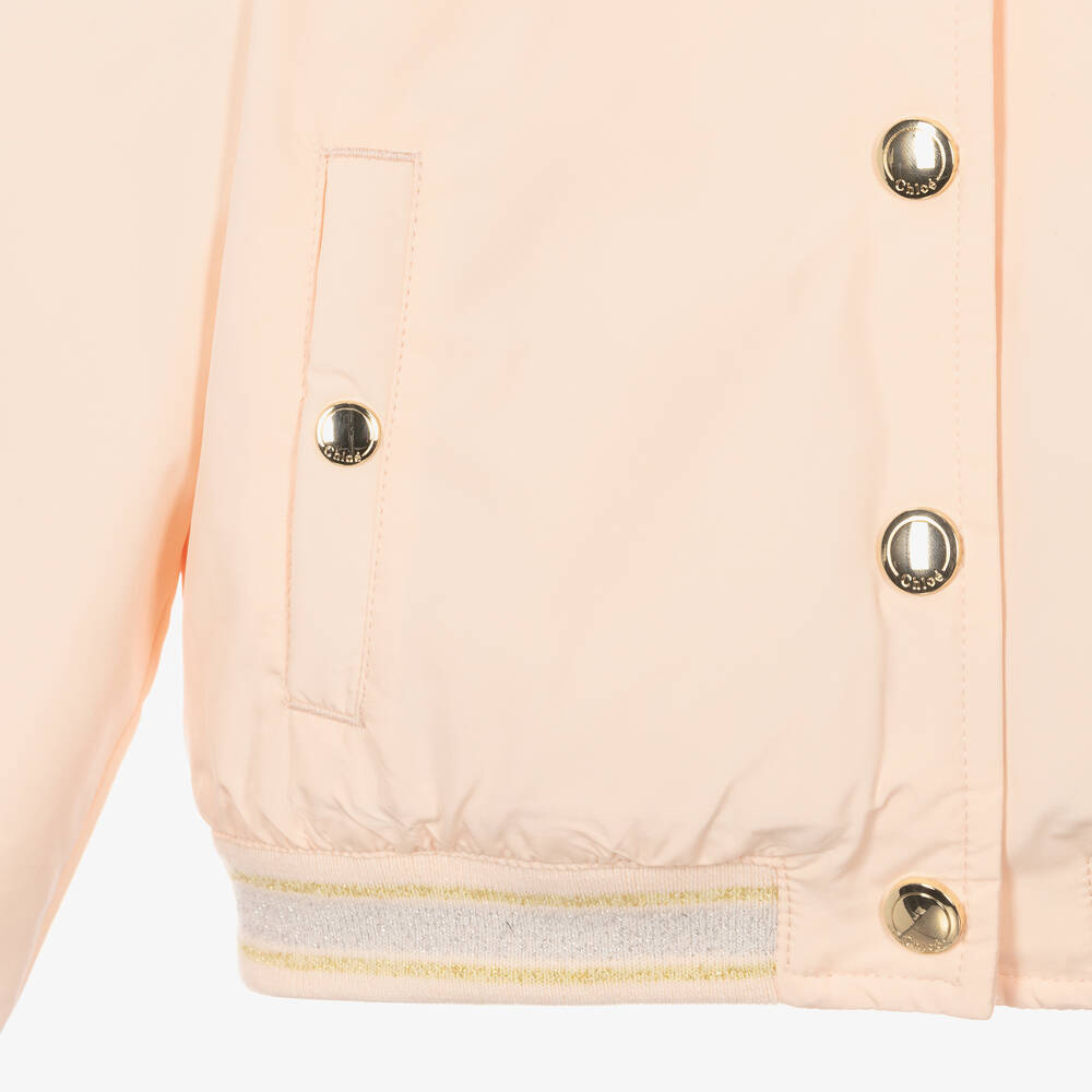 Chloe Girls Pink Embroidered Bomber Jacket