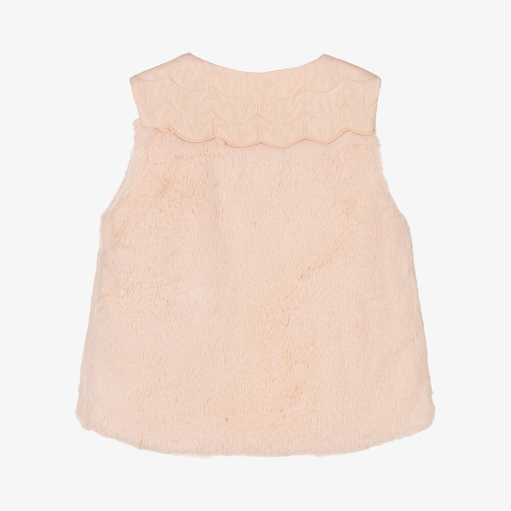 Chloé-Розовый жилет из искусственного меха для девочек | Childrensalon Outlet