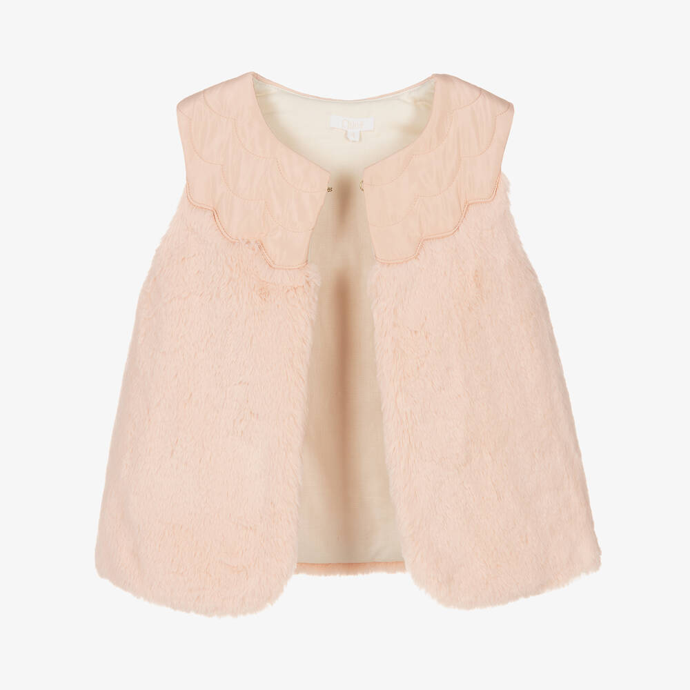 Chloé-Розовый жилет из искусственного меха для девочек | Childrensalon Outlet