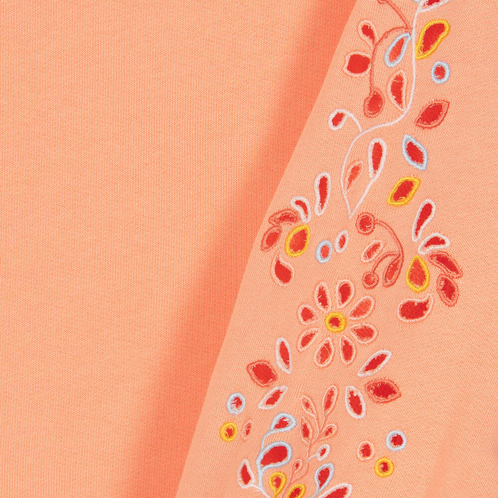 Chloé-Girls Pink Floral Embroidered Sweatshirt | Childrensalon Outlet
