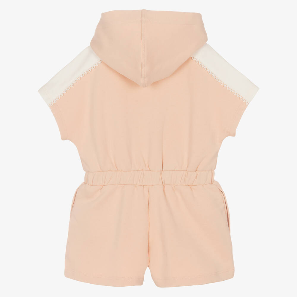 Chloé-Розовый хлопковый комбинезон с капюшоном | Childrensalon Outlet