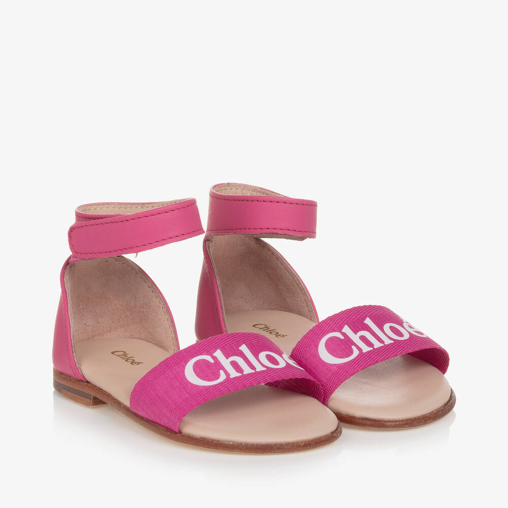 Chloé-Girls Pink Leather Sandals | Childrensalon Outlet