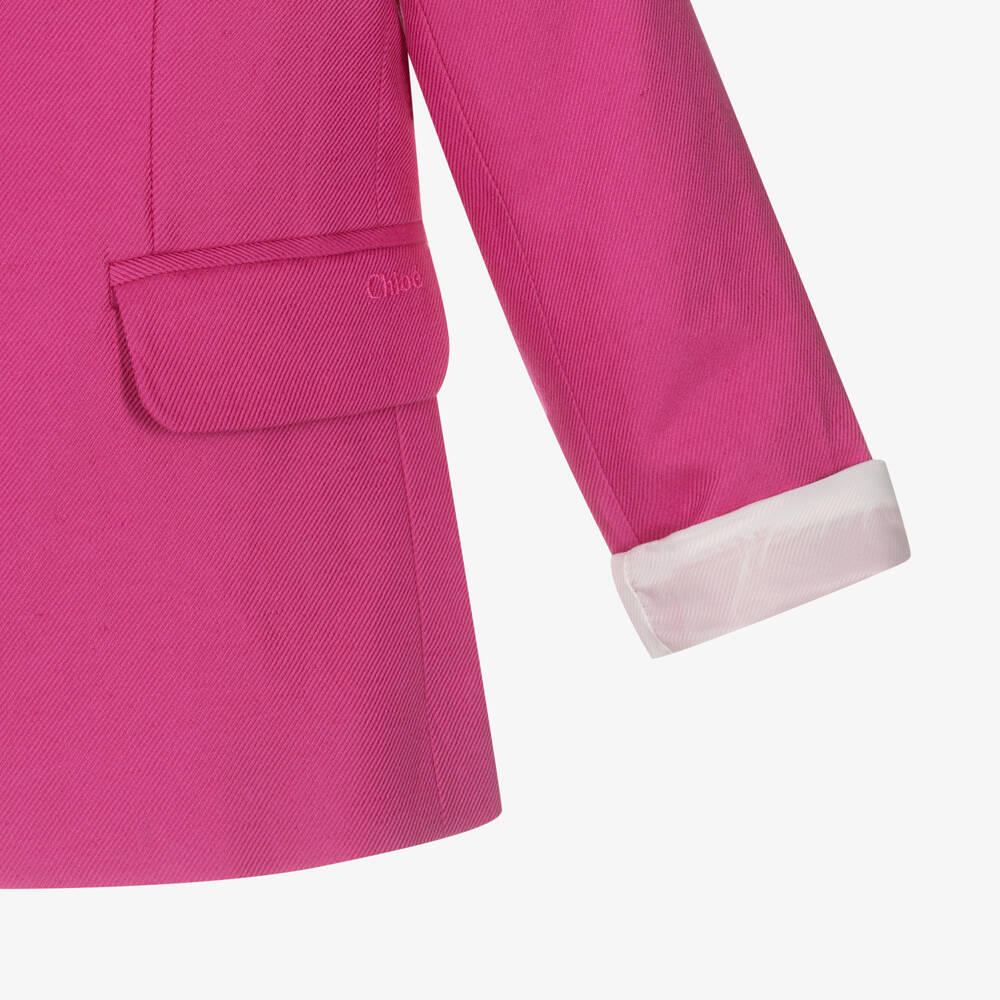 Chloé-Girls Pink Linen & Cotton Twill Blazer | Childrensalon Outlet