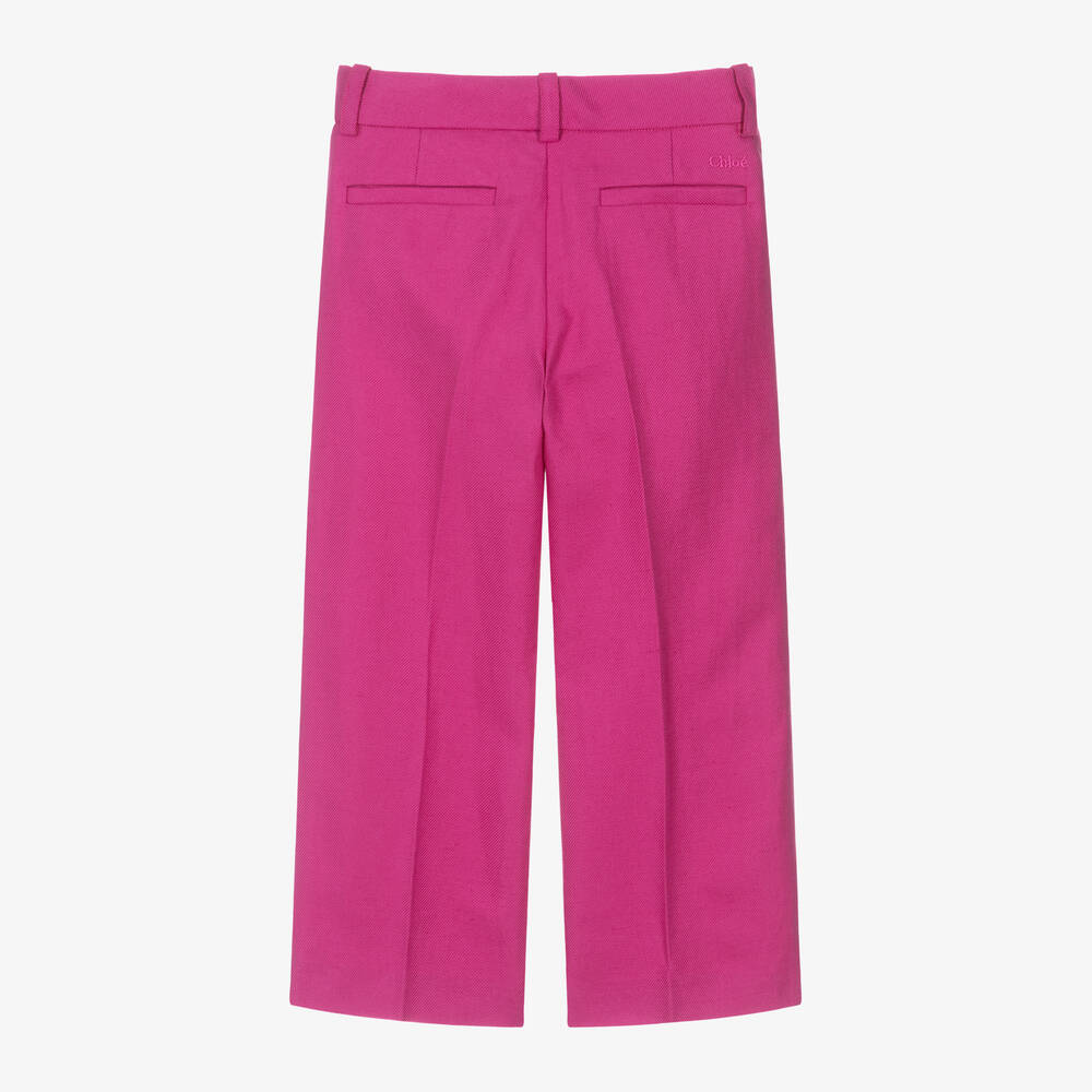 Chloé-Girls Pink Linen & Cotton Twill Trousers | Childrensalon Outlet