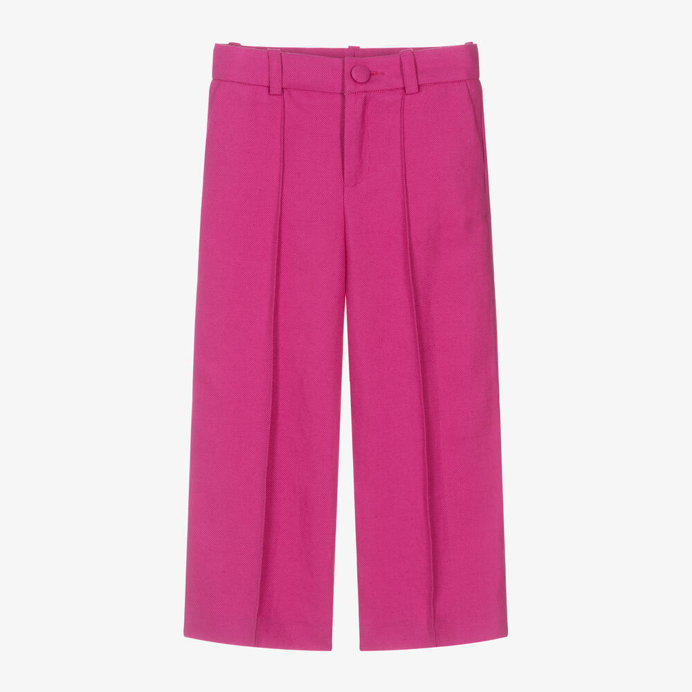 Chloé-Girls Pink Linen & Cotton Twill Trousers | Childrensalon Outlet