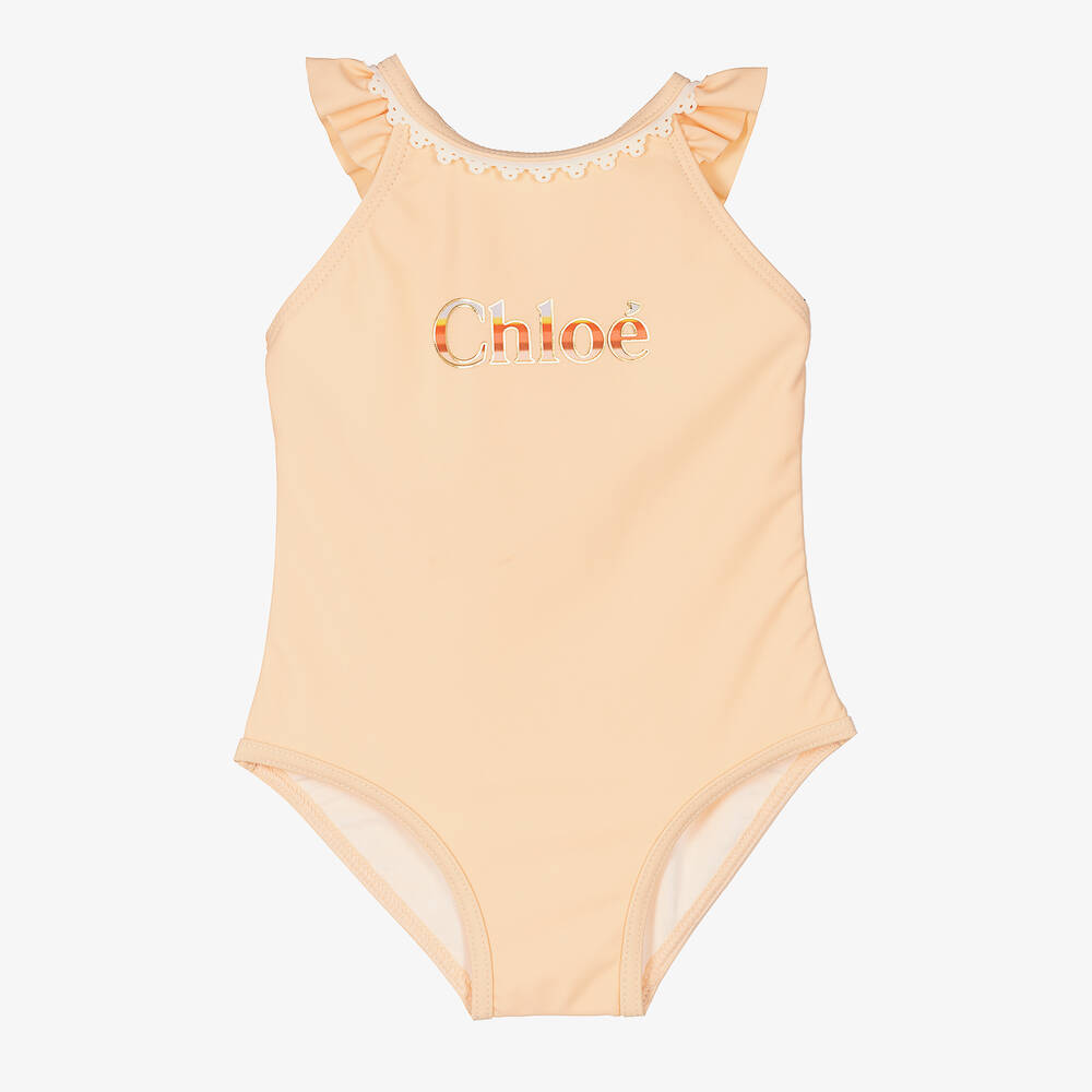 Chloé - Girls Pink Logo Swimsuit | Childrensalon