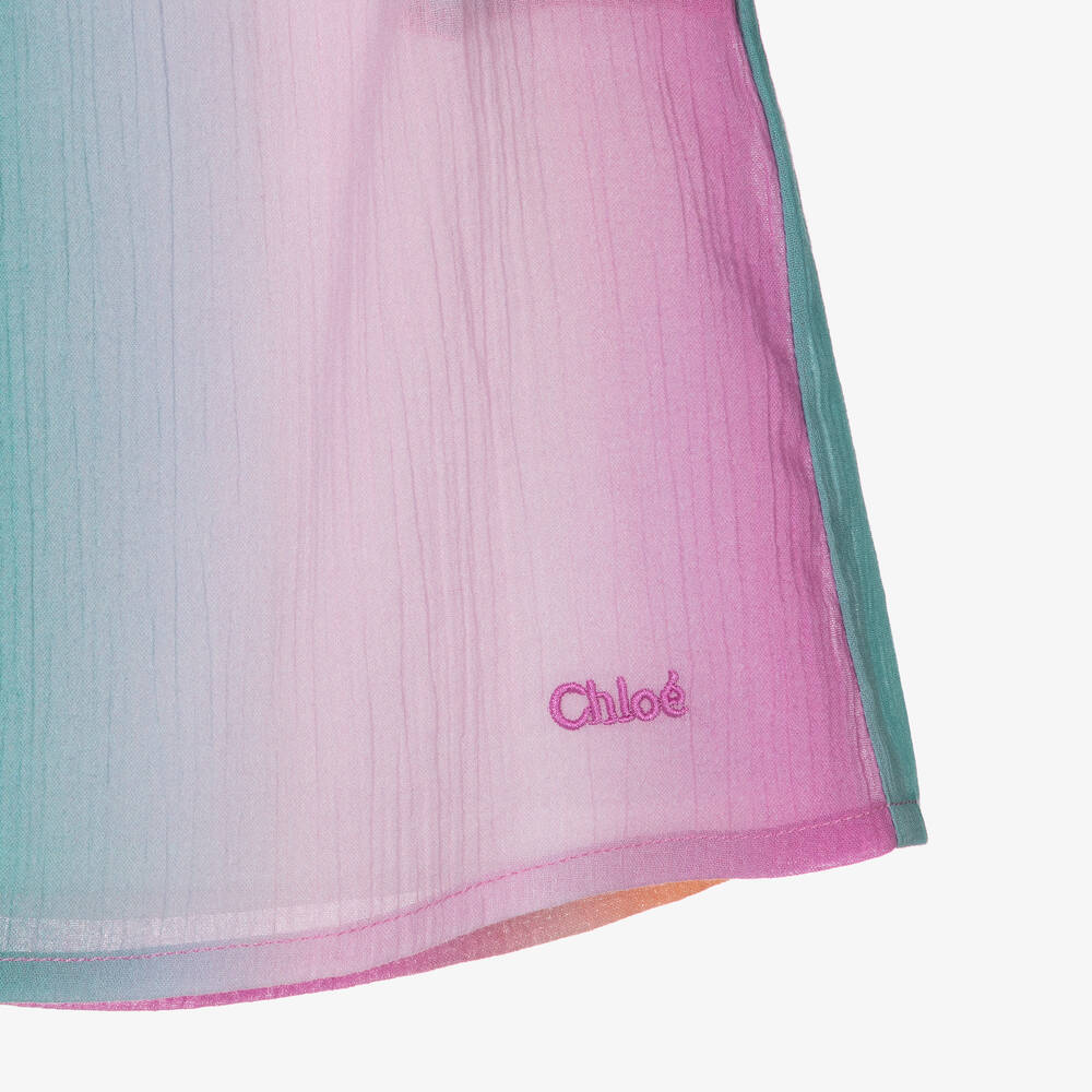 Chloé-Розовая хлопковая блузка с эффектом омбре для девочек | Childrensalon Outlet