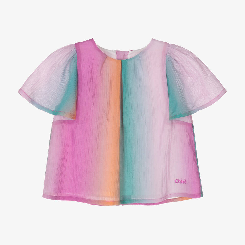 Chloé-Girls Pink Ombré Cotton Blouse | Childrensalon Outlet