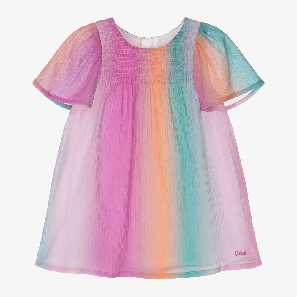 Chloé-Розовое хлопковое платье с эффектом омбре для девочек | Childrensalon Outlet