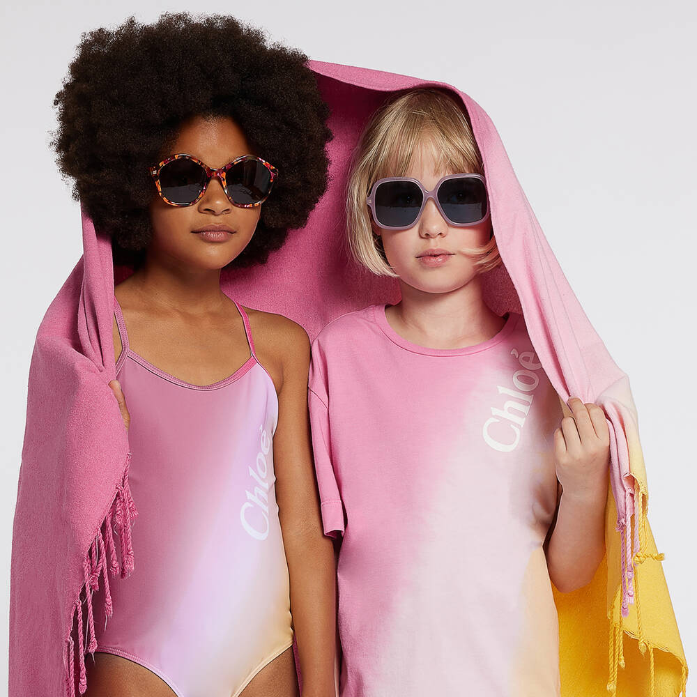 Chloe Kids Girls Swimwear In Fuchsia