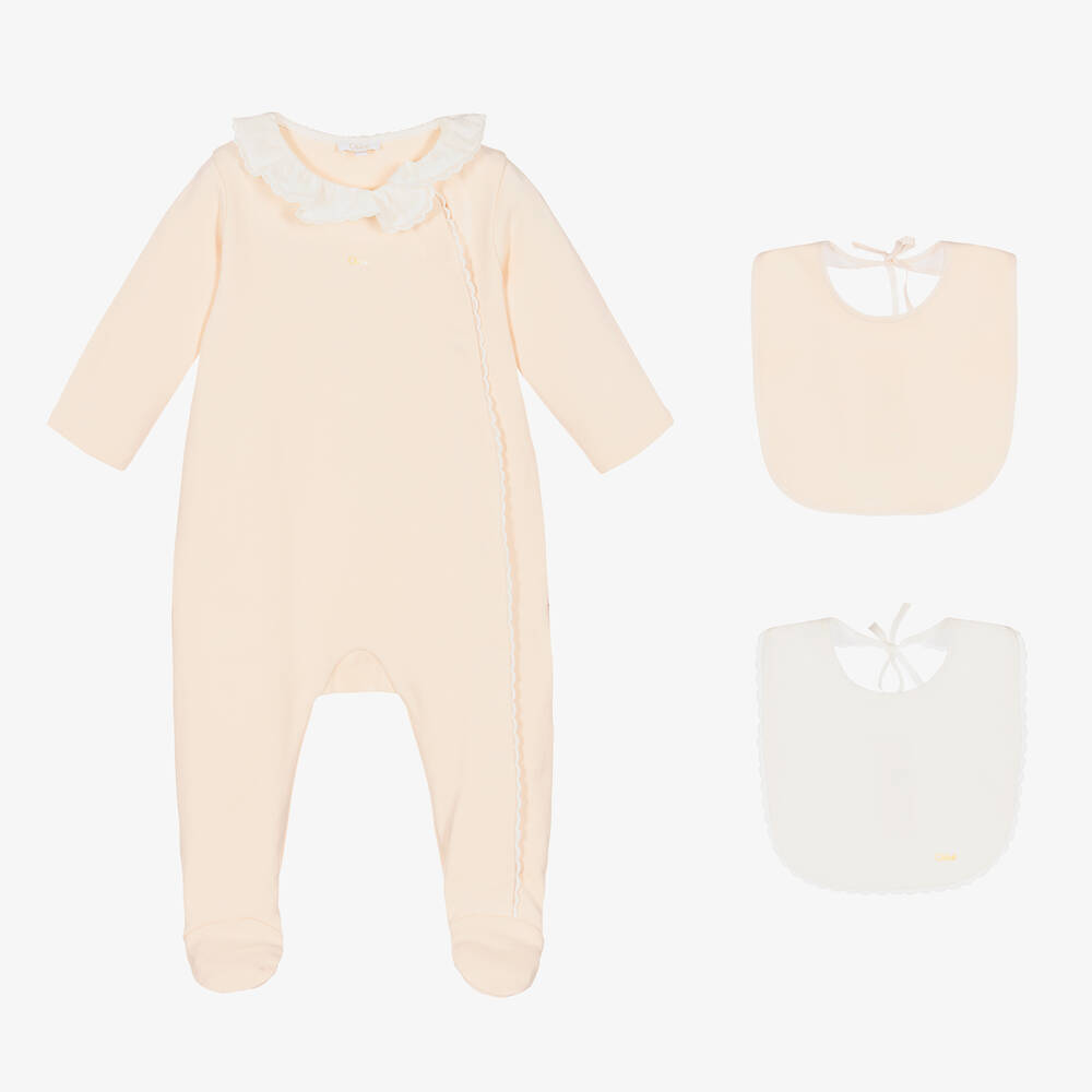 Chloé - Girls Pink Organic Cotton Babygrow Set | Childrensalon